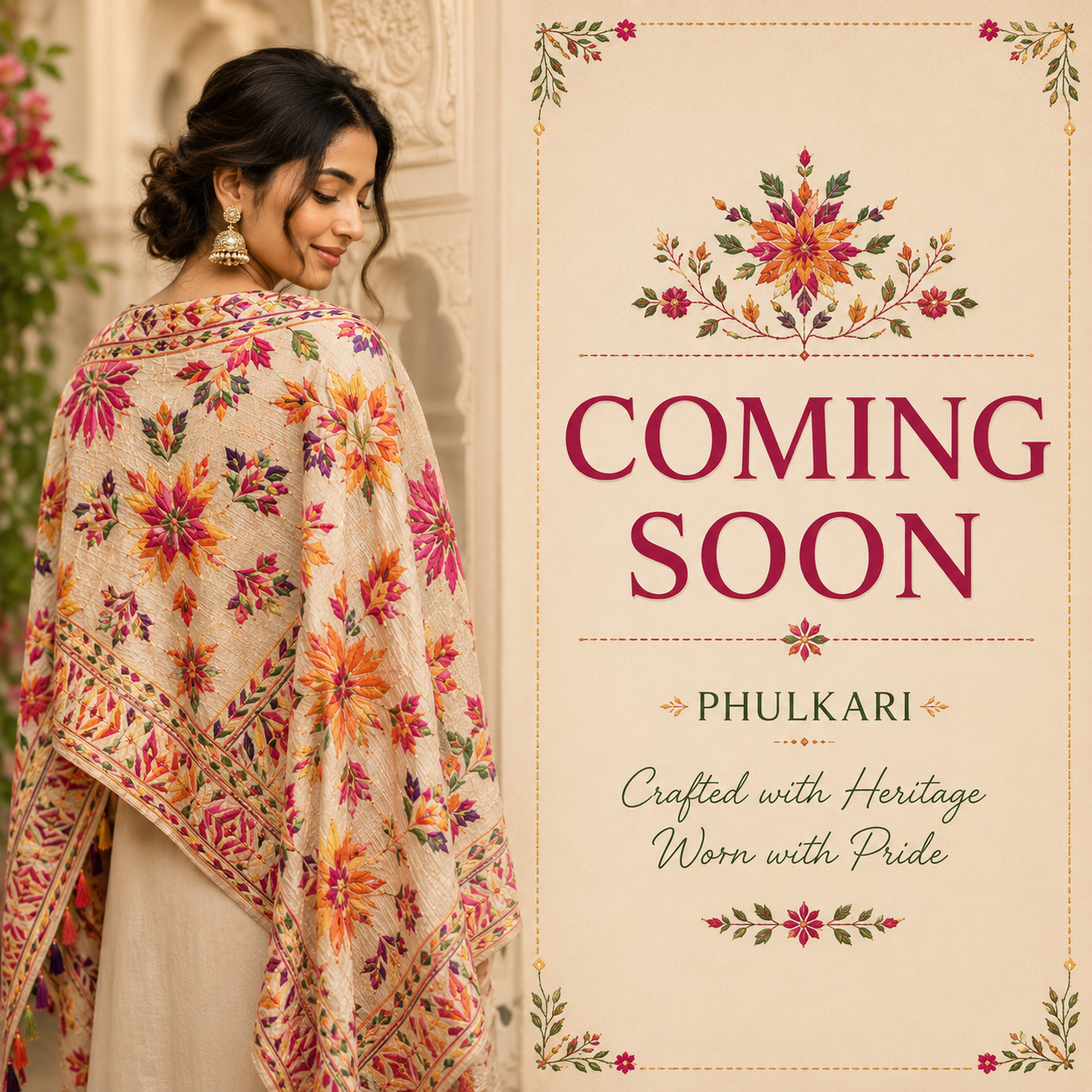 Embroidered Phulkari Dupatta | Traditional Punjabi Heavy Work Dupatta | Ethnic Wear for Women