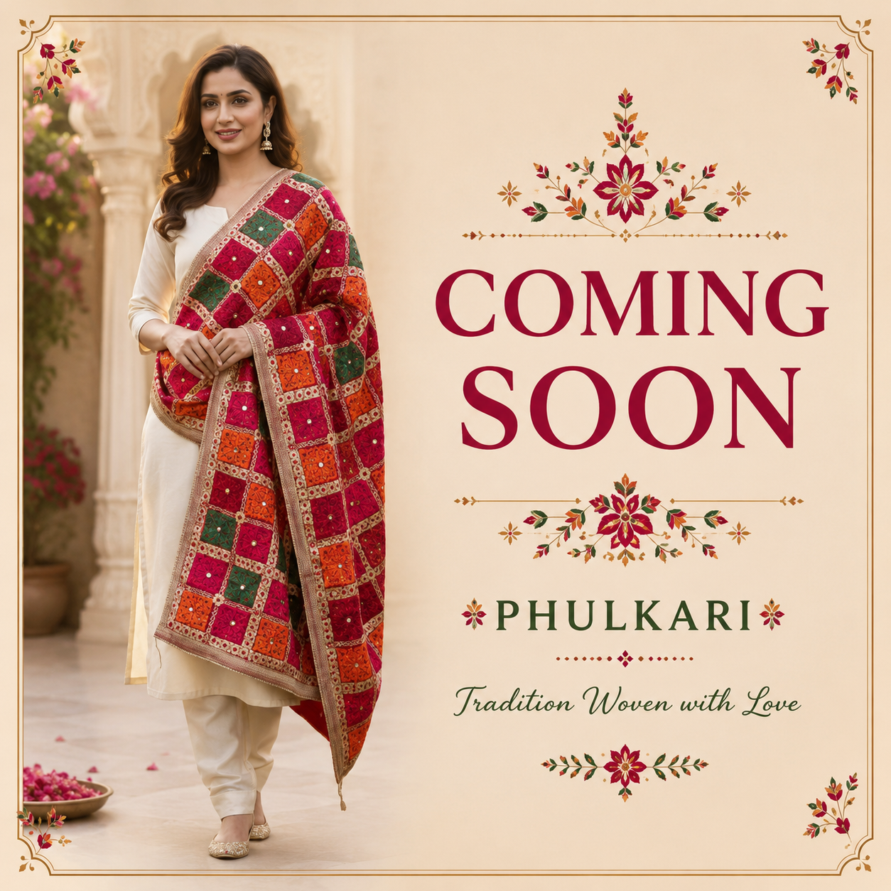 Phulkari Dupatta for Women, Maroon, 2.5 Meter, Embroidered, Traditional Indian dupatta, Rakshabandhan Gift