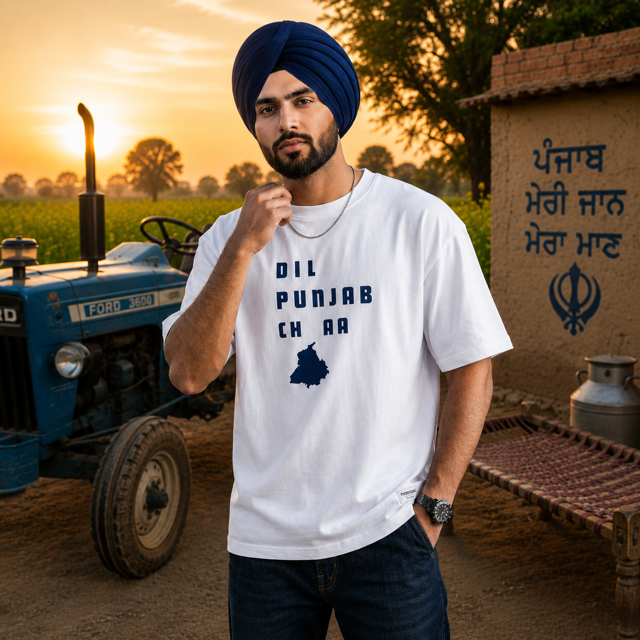 Dil Punjab Ch Aa Oversized Graphic T-Shirt for Men