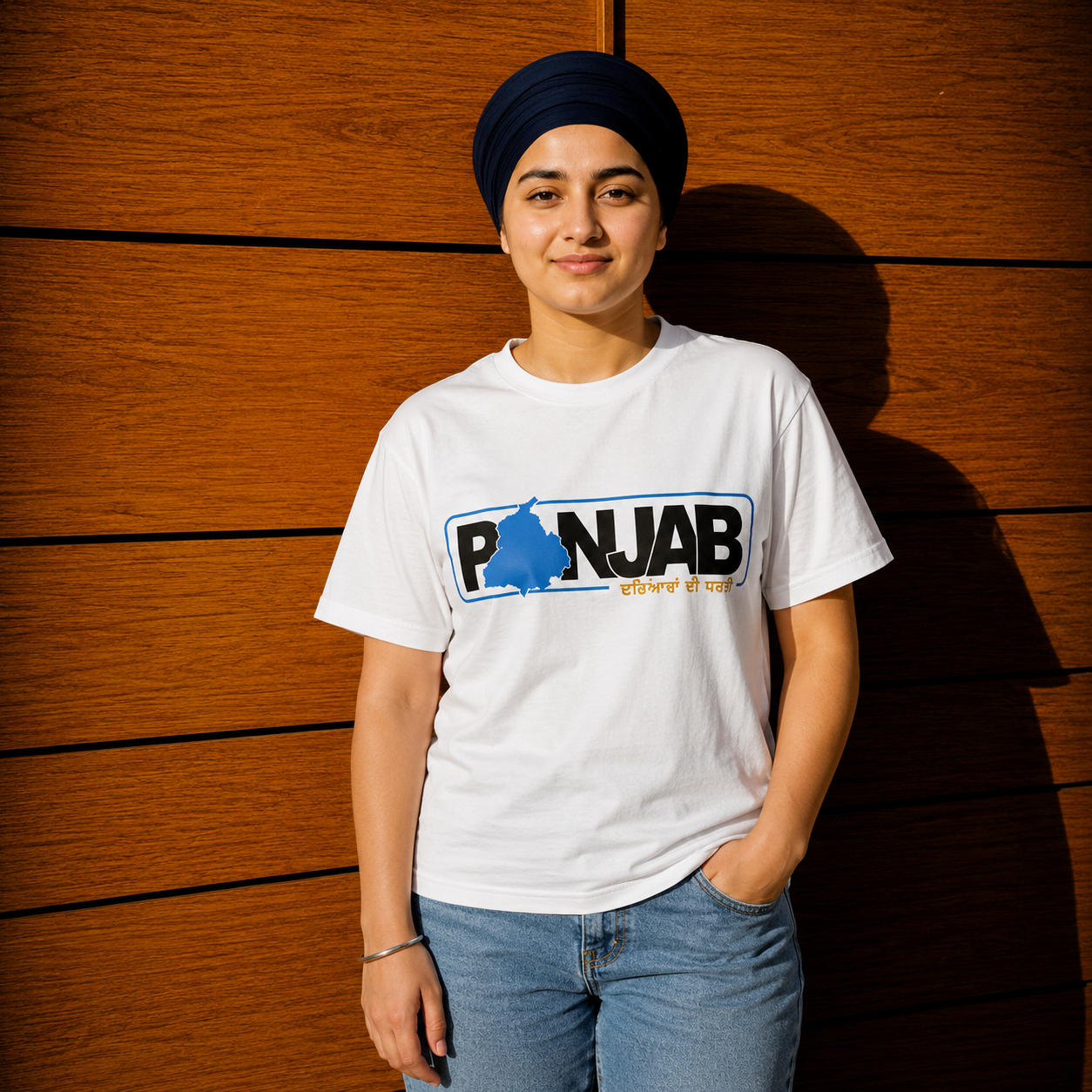 Punjab Map Graphic Printed Premium Cotton T-Shirt for Men | Regular & Oversized Fit