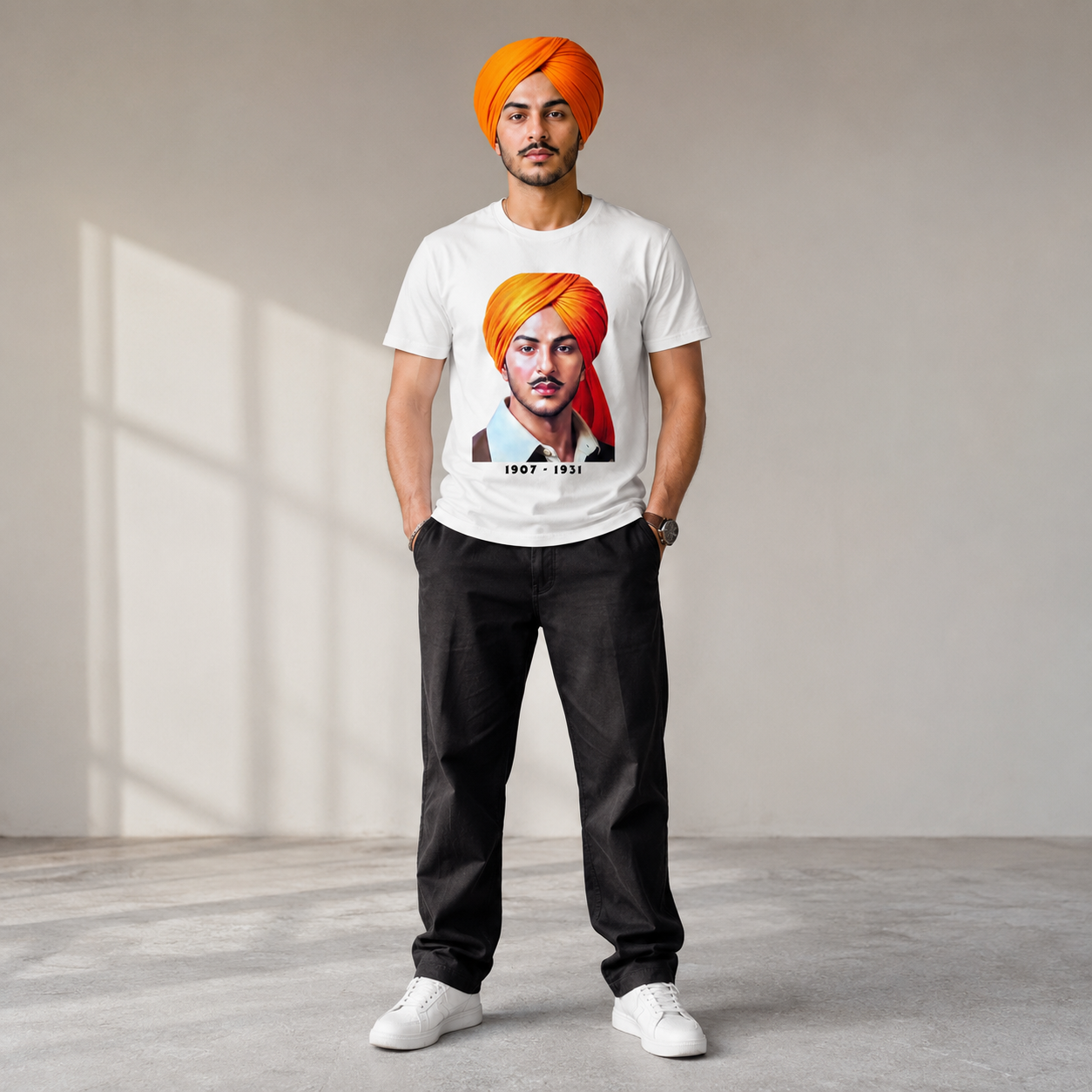 Bhagat Singh Graphic T-Shirt for Men | Punjabi Freedom Icon Tee | Explore Punjab