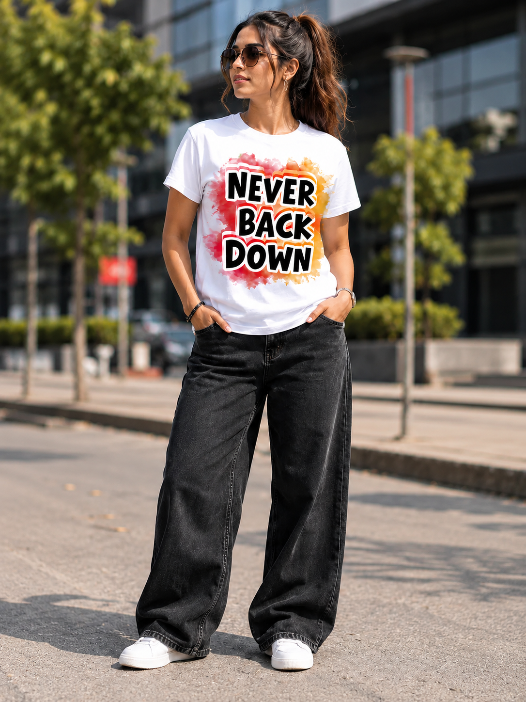Never Back Down Premium Cotton Graphic T-Shirt for Men