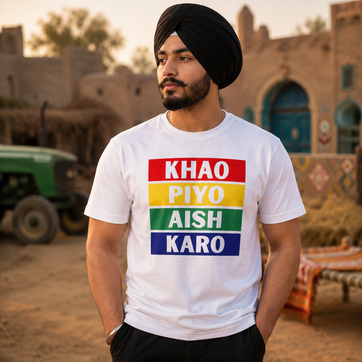 Khao Piyo Aish Karo Graphic Printed Slim Fit Cotton T-Shirt for Men