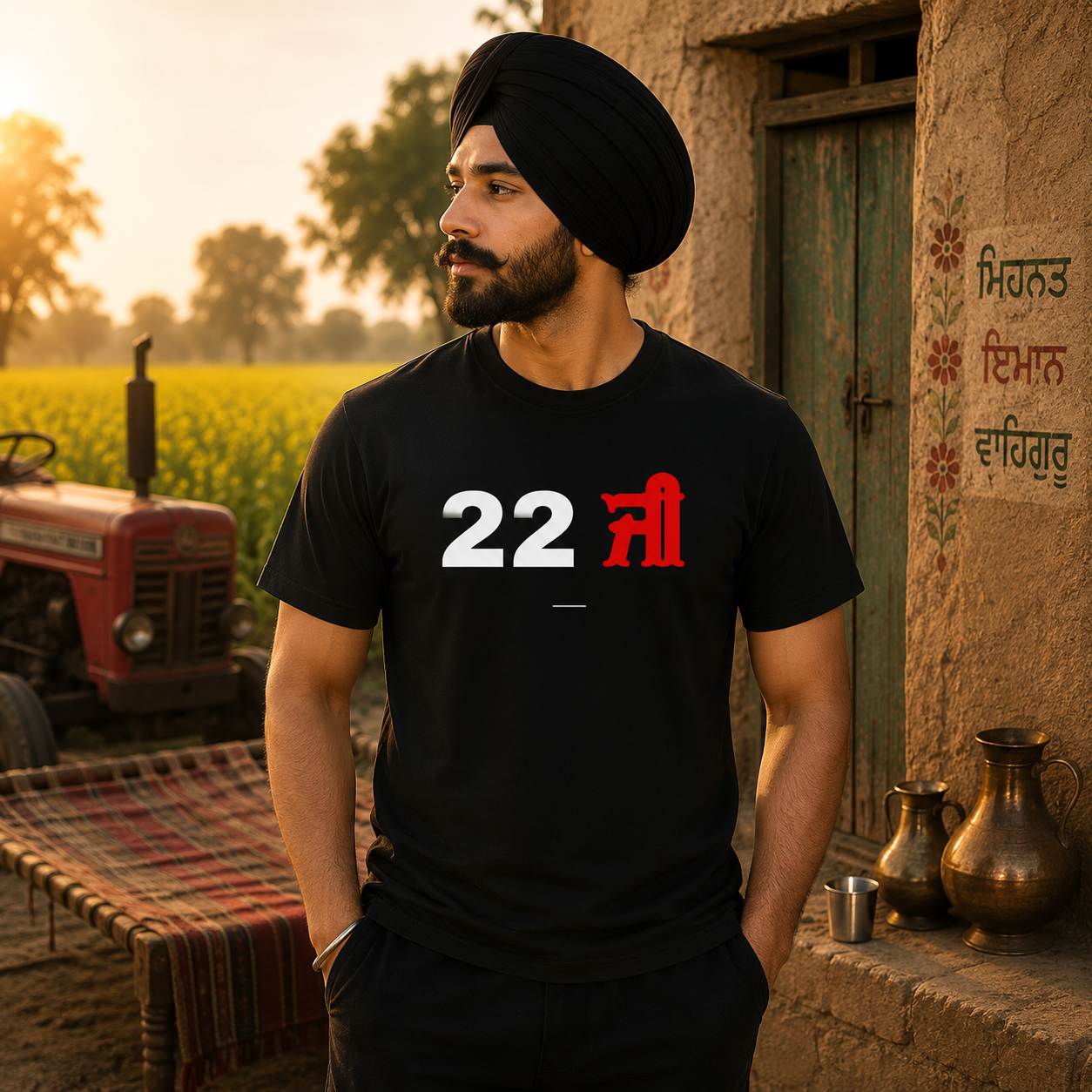 22 Ji Punjabi Typography Graphic T-Shirt for Men