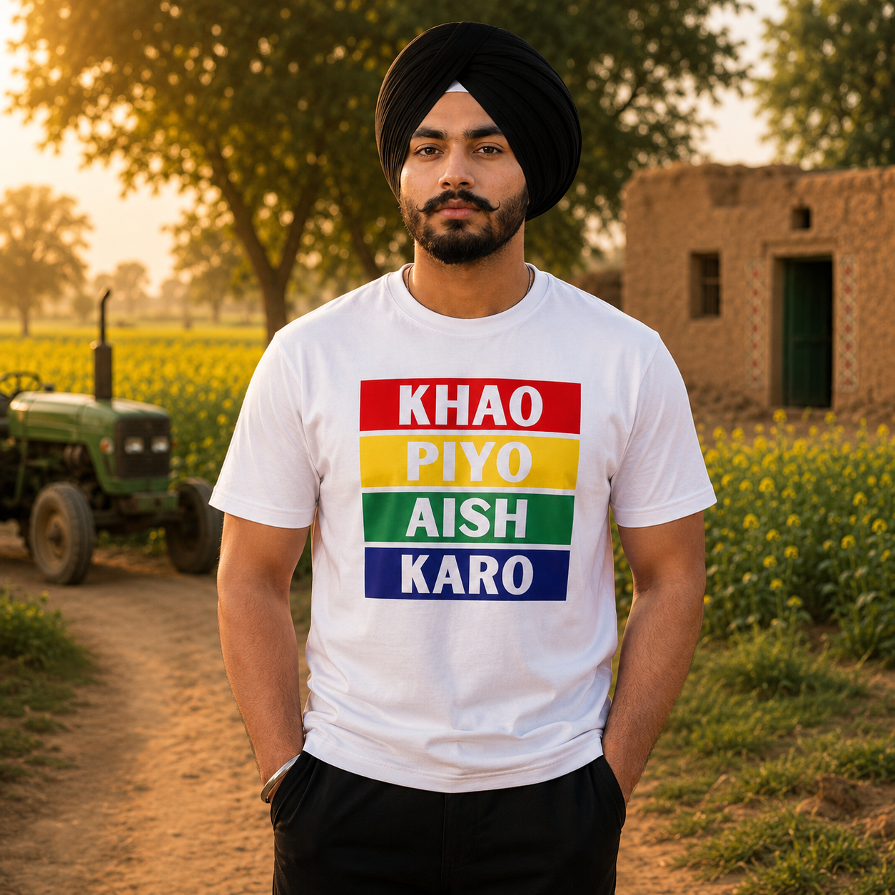 Khao Piyo Aish Karo Graphic Printed Slim Fit Cotton T-Shirt for Men