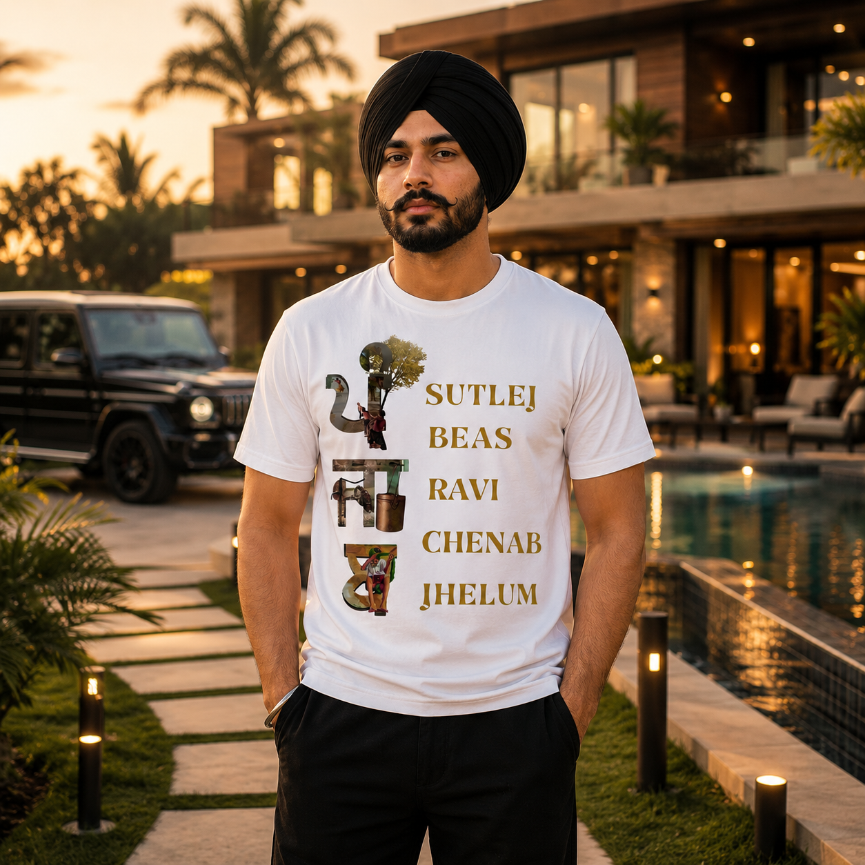 Gurmukh Punjabi Typography Graphic Printed Premium Cotton T-Shirt for Men | Regular & Oversized Fit