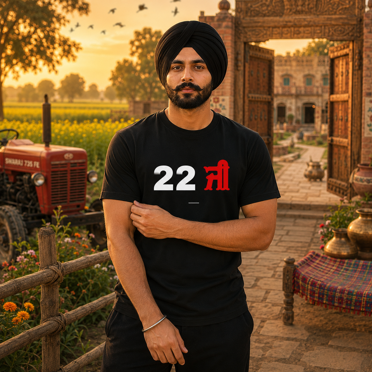 22 Ji Punjabi Typography Graphic T-Shirt for Men