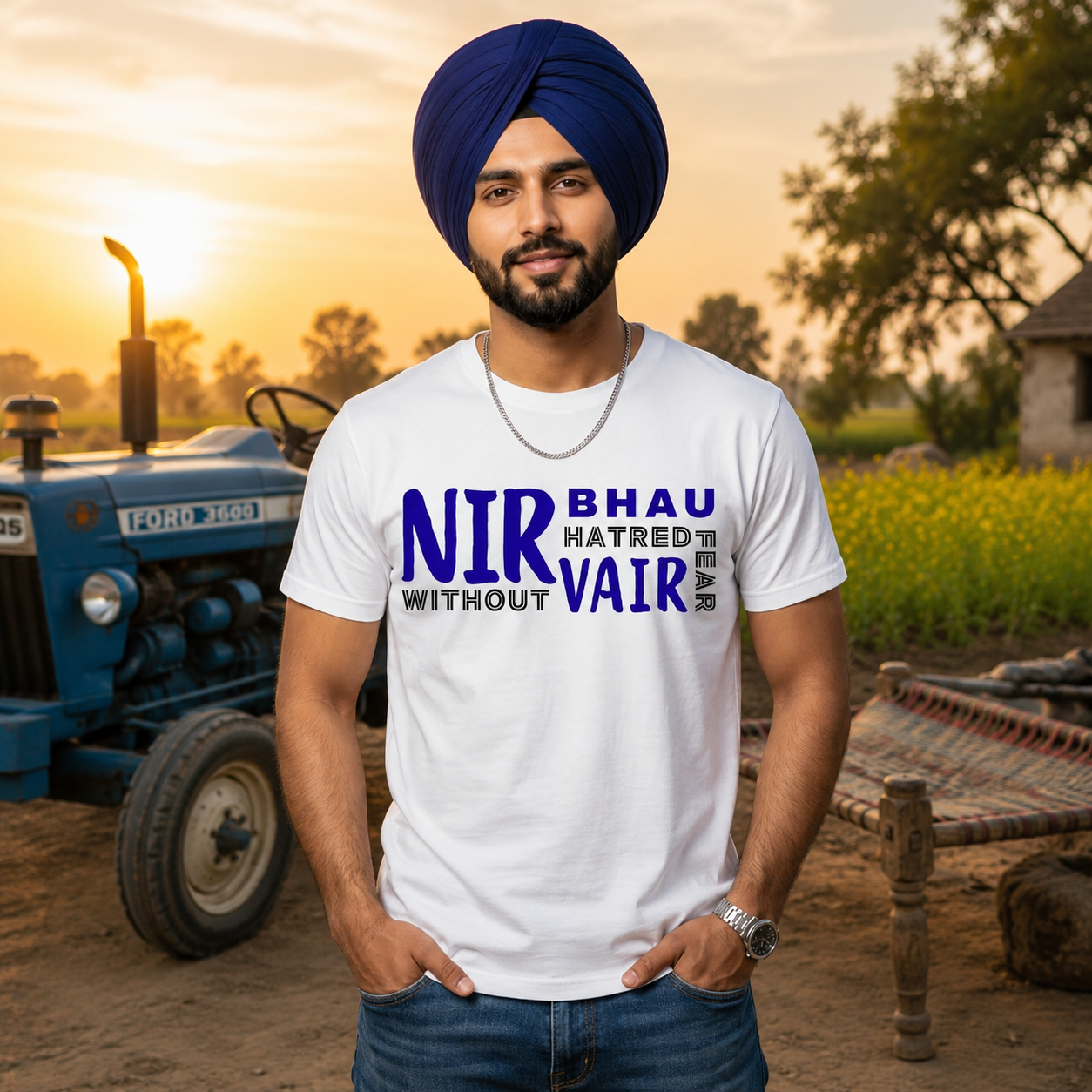 Nirbhau Nirvair Sikh Quote Graphic T-Shirt for Men