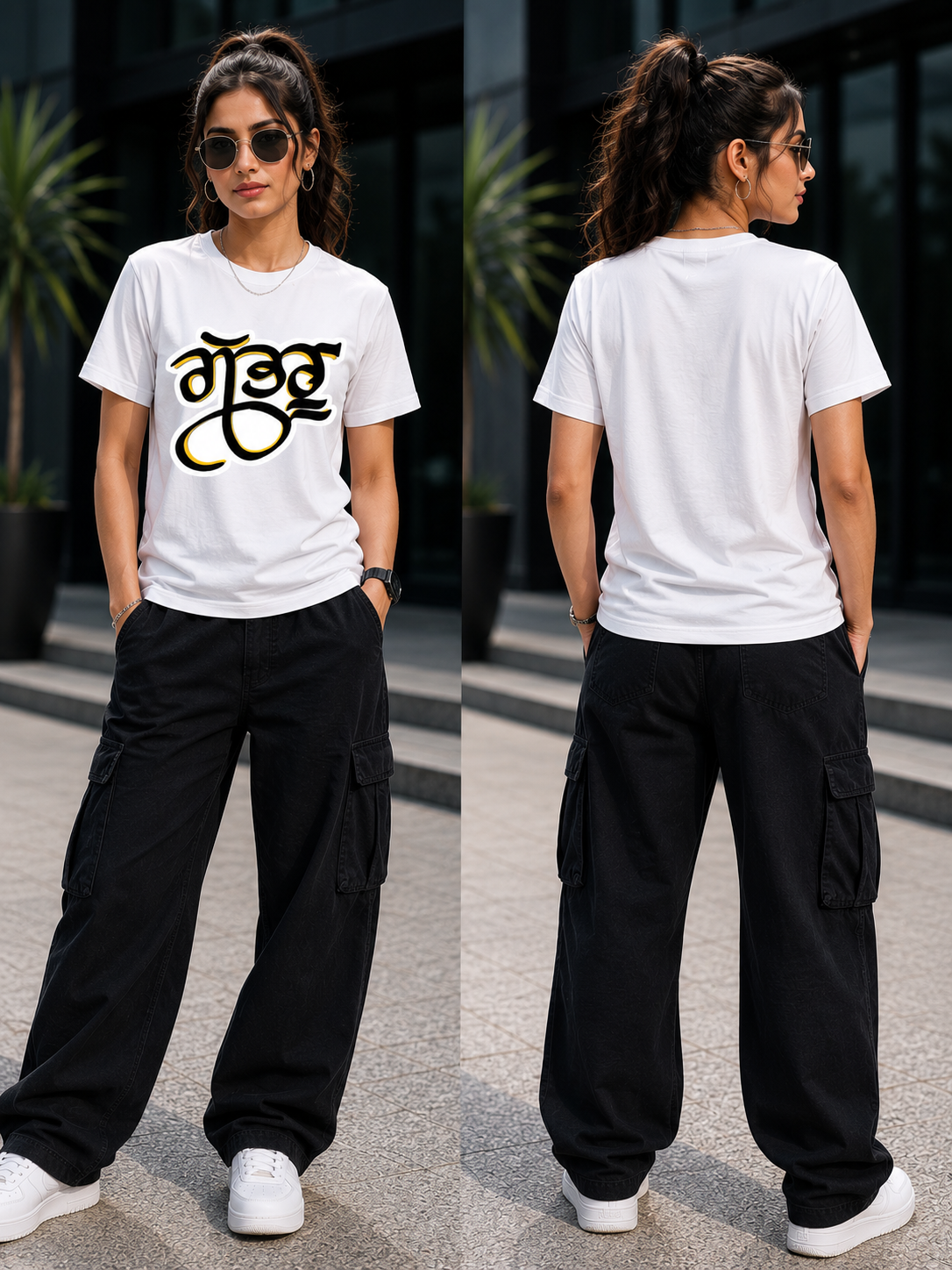 Guru Punjabi Typography T-Shirt for Men | Punjabi Calligraphy Printed Tee | Explore Punjab