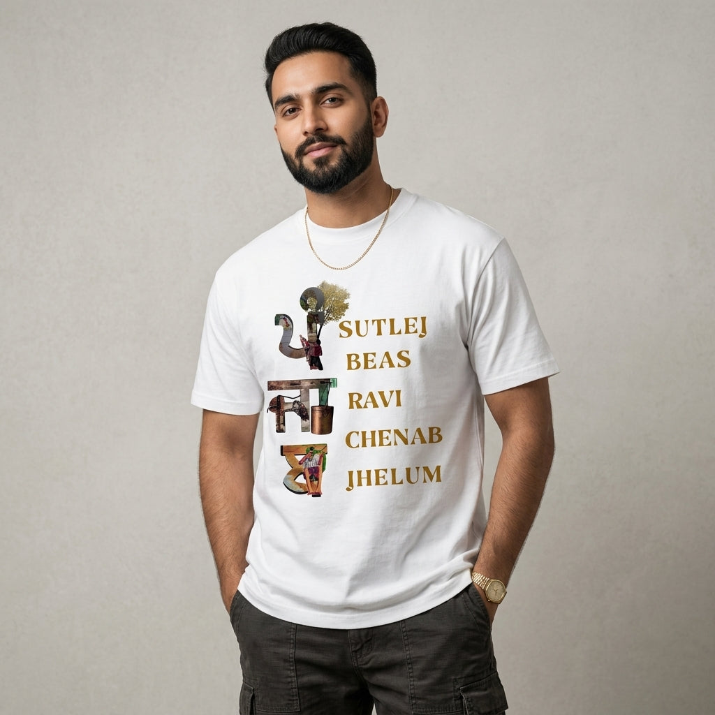 Gurmukh Punjabi Typography Graphic Printed Premium Cotton T-Shirt for Men | Regular & Oversized Fit