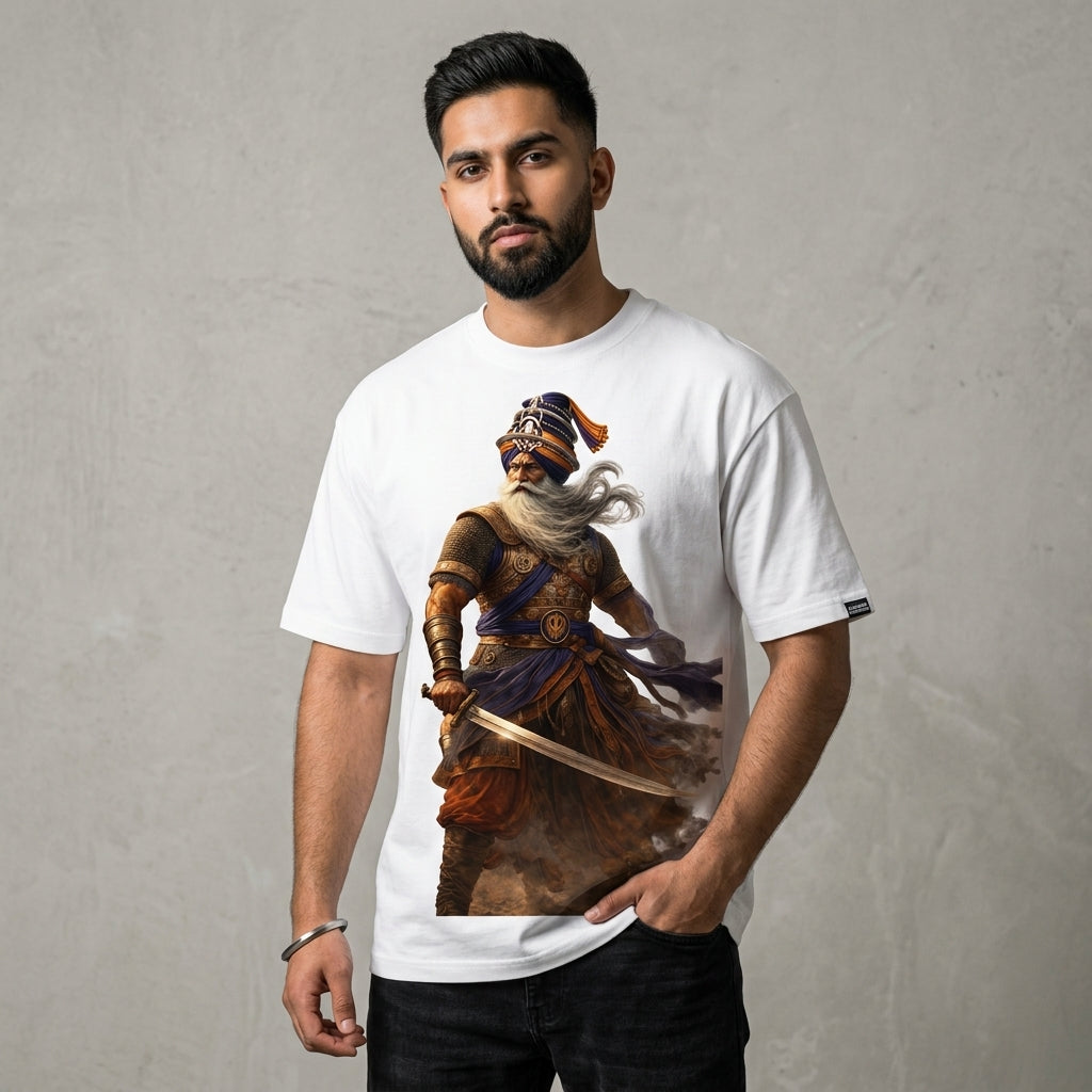 Baba Deep Singh Ji Warrior Graphic Cotton T-Shirt for Men