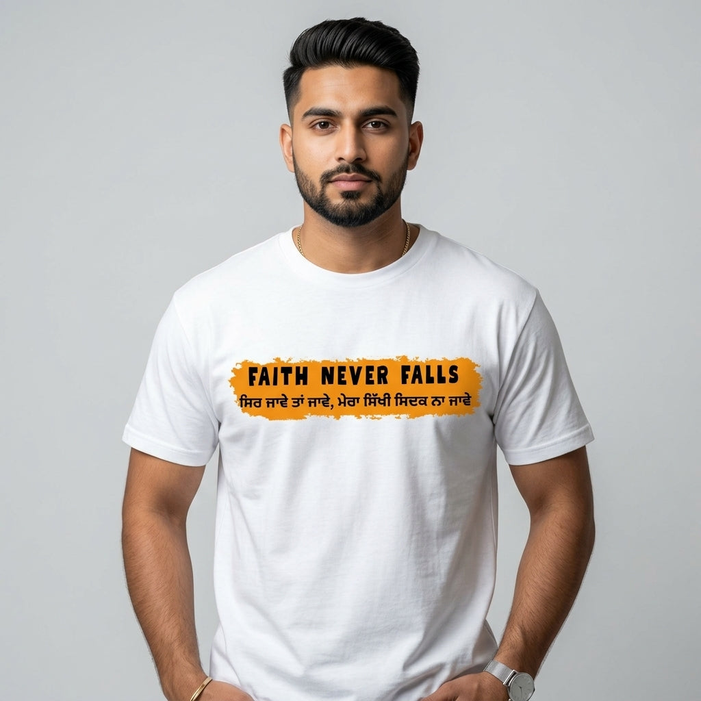 Faith Never Fails Sikh Quote Graphic T-Shirt for Men
