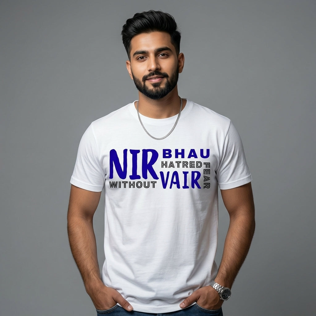 Nirbhau Nirvair Sikh Quote Graphic T-Shirt for Men
