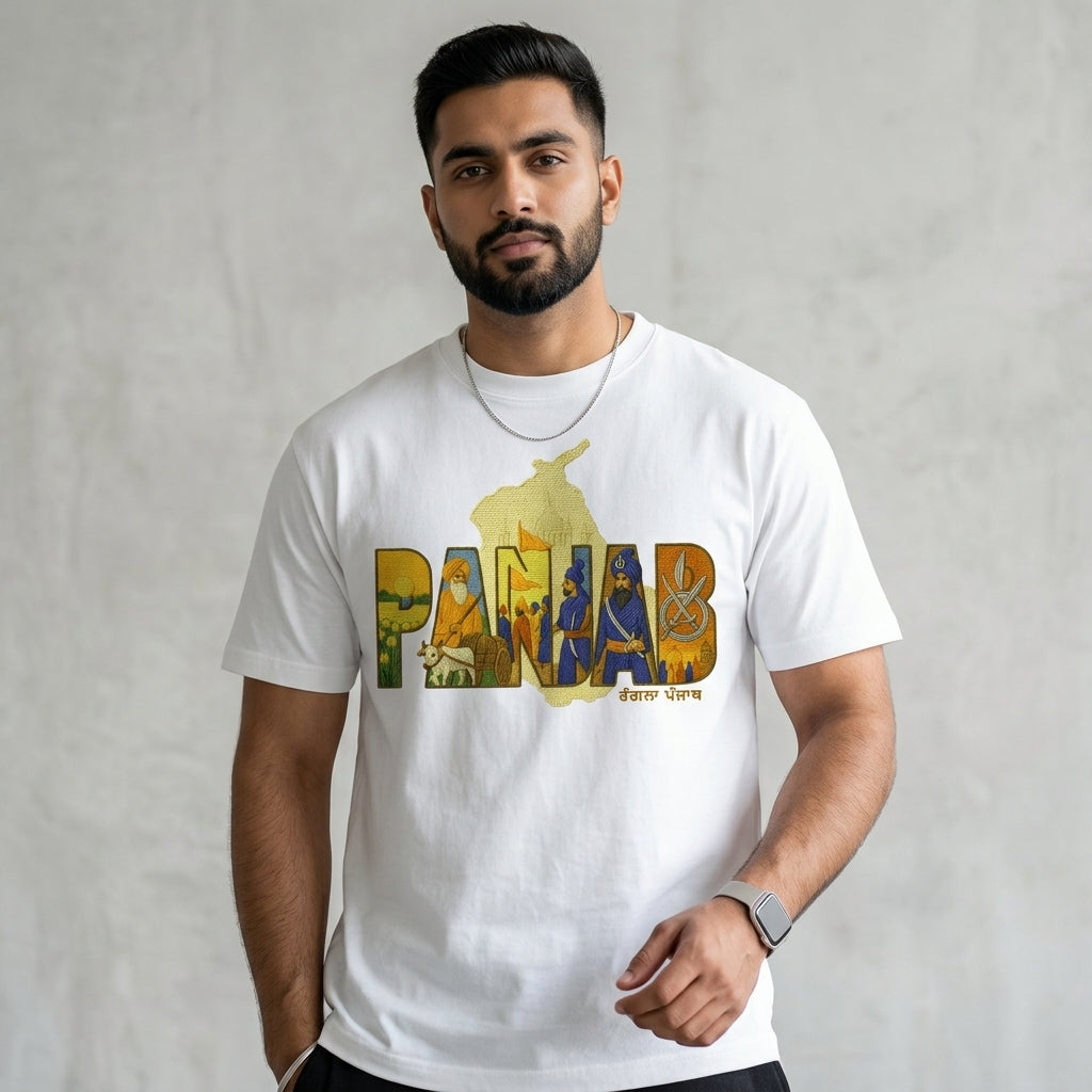 Punjab Heritage Graphic Printed Premium Cotton T-Shirt for Men | Regular & Oversized Fit