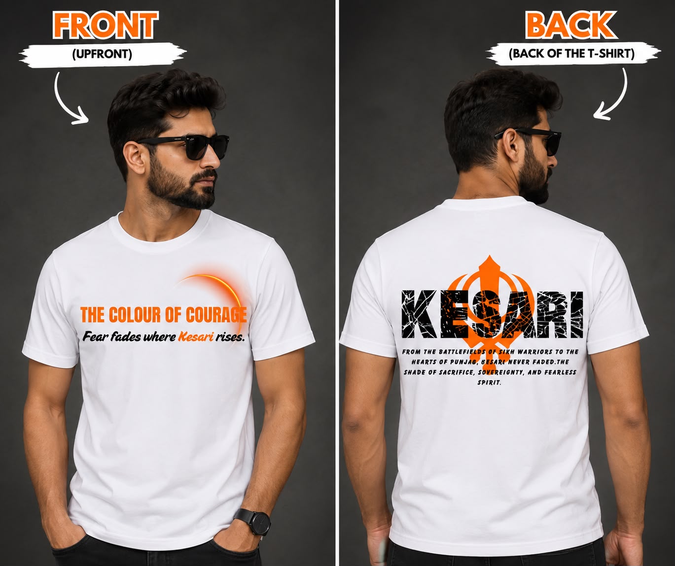 Dil Punjab Ch AKesari – The Colour of Courage Graphic T-Shirt for Men | Punjabi Heritage Printed Tee | Explore Punjaba Oversized Graphic T-Shirt for Men (Copy)