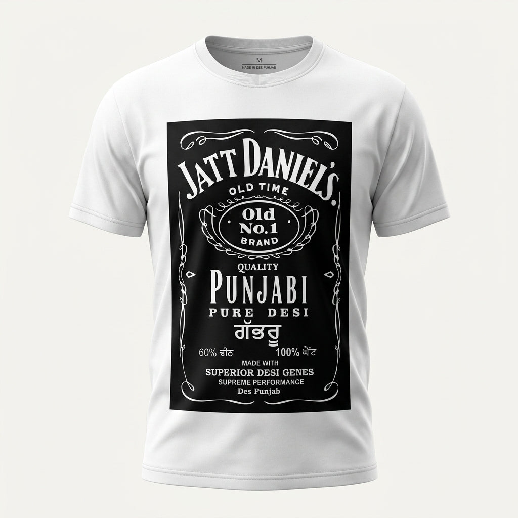 Jatt Daniel's Punjabi Pure Desi Graphic Printed Premium Cotton T-Shirt for Men | Regular & Oversized Fit
