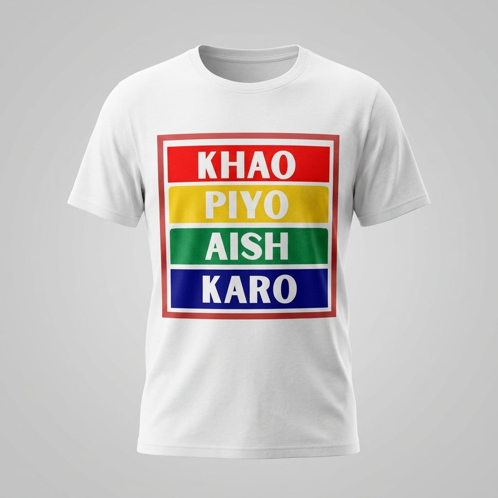 Khao Piyo Aish Karo Graphic Printed Slim Fit Cotton T-Shirt for Men