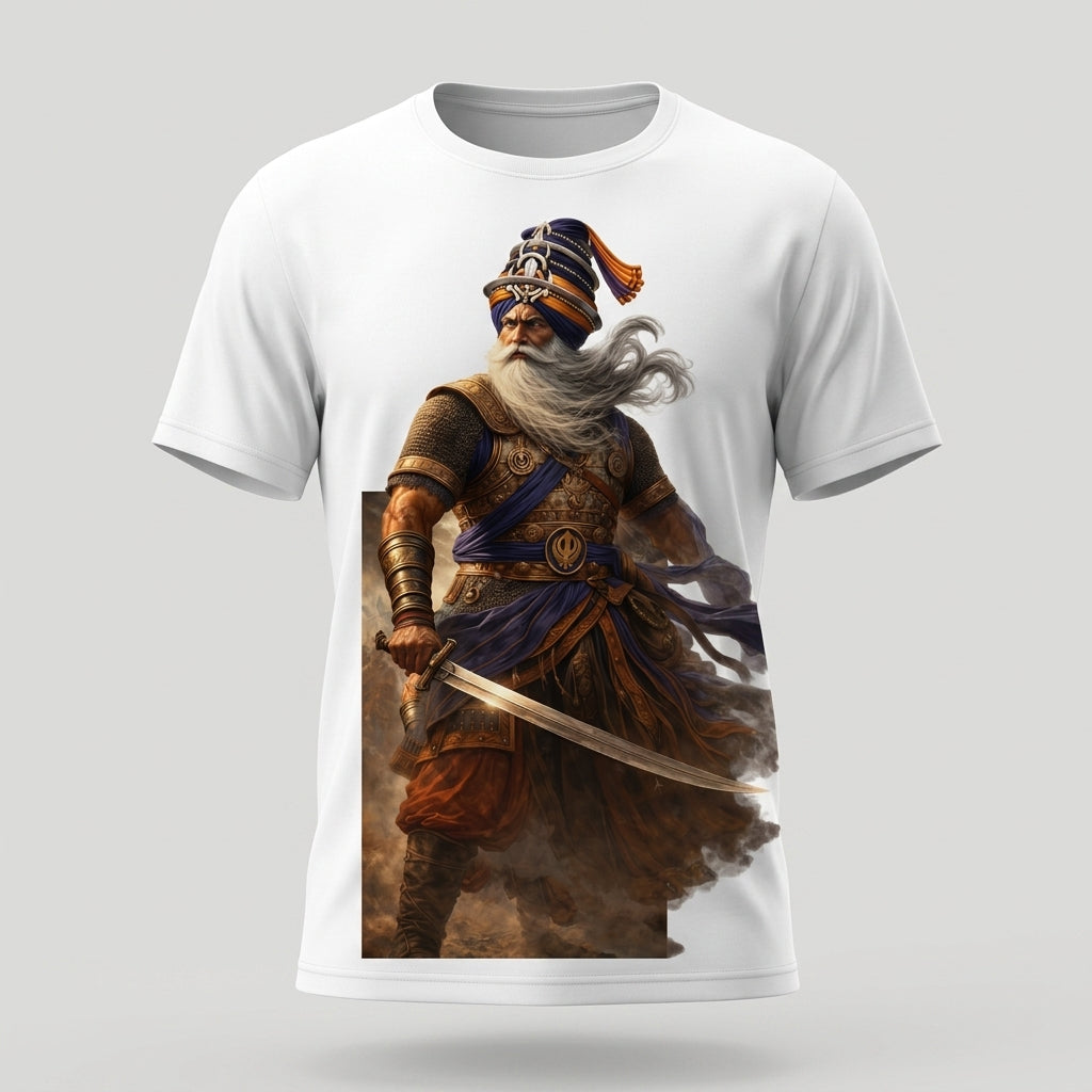 Baba Deep Singh Ji Warrior Graphic Cotton T-Shirt for Men
