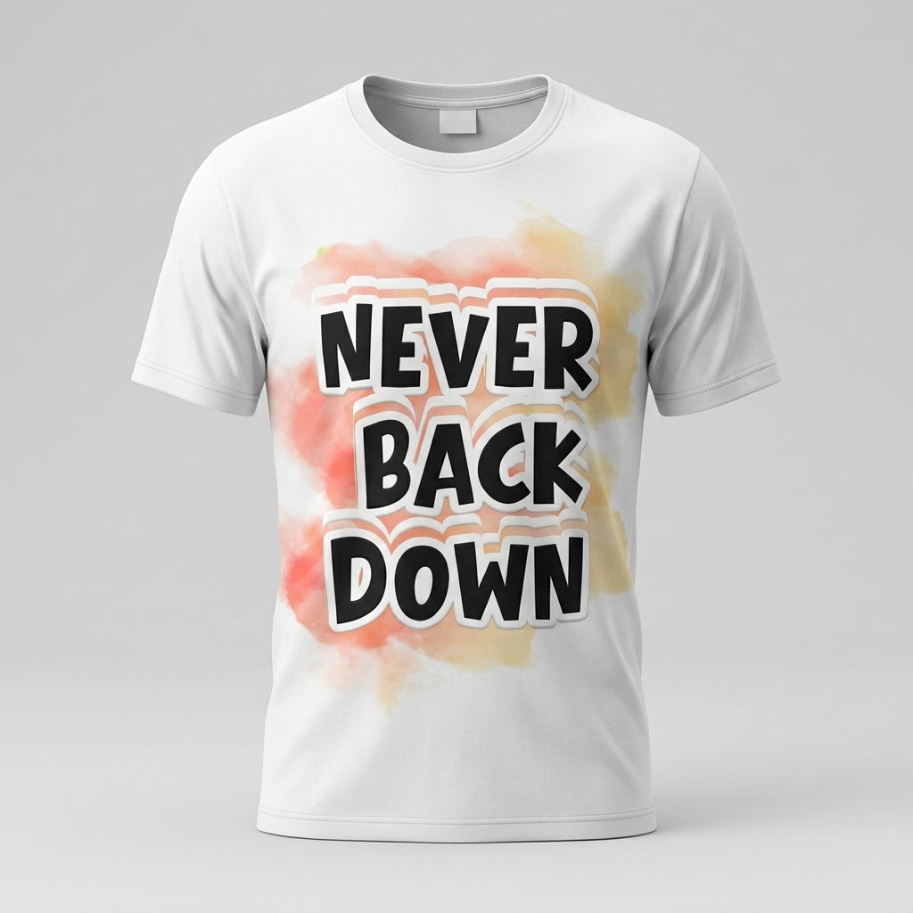 Never Back Down Premium Cotton Graphic T-Shirt for Men