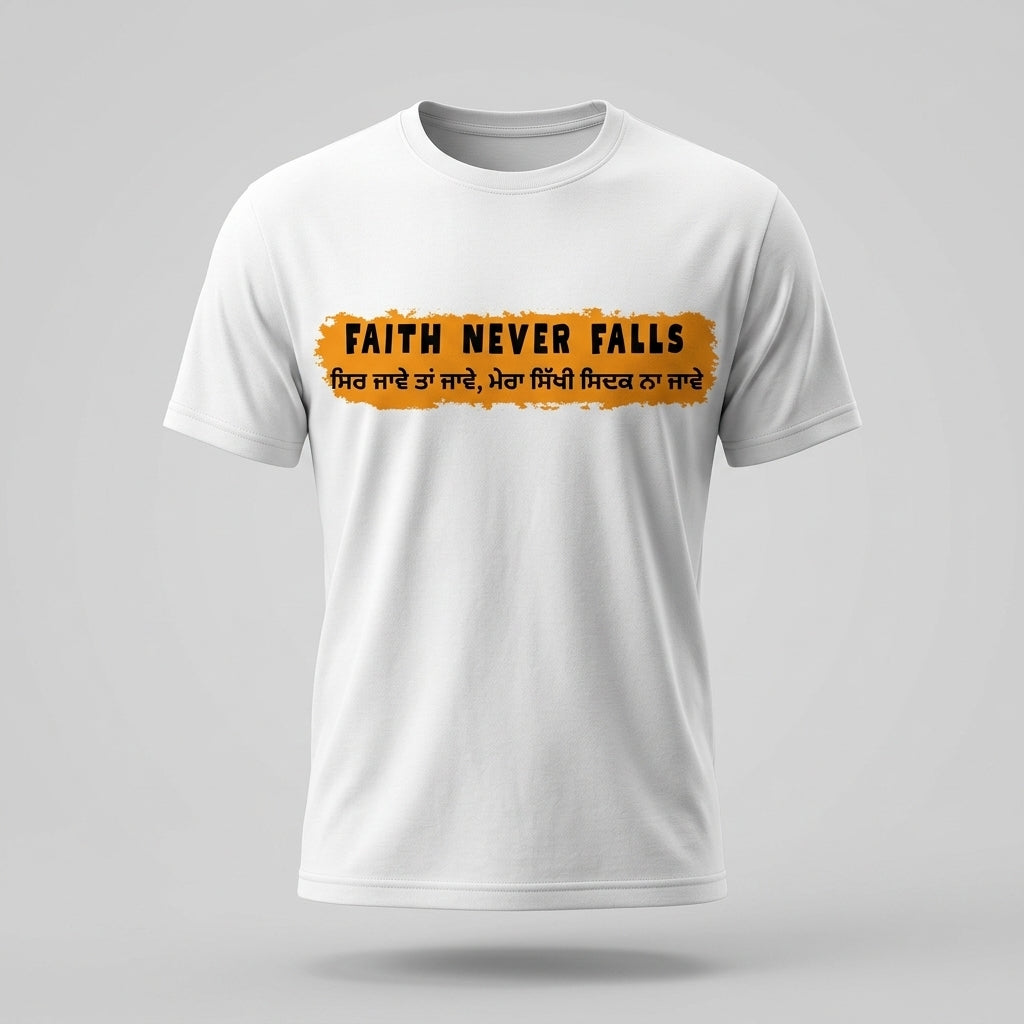 Faith Never Fails Sikh Quote Graphic T-Shirt for Men